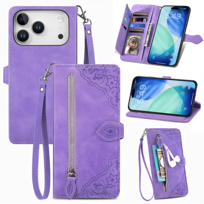 Housse Blackview Wave 7C simili cuir daim motif floral zippée avec dragonne
