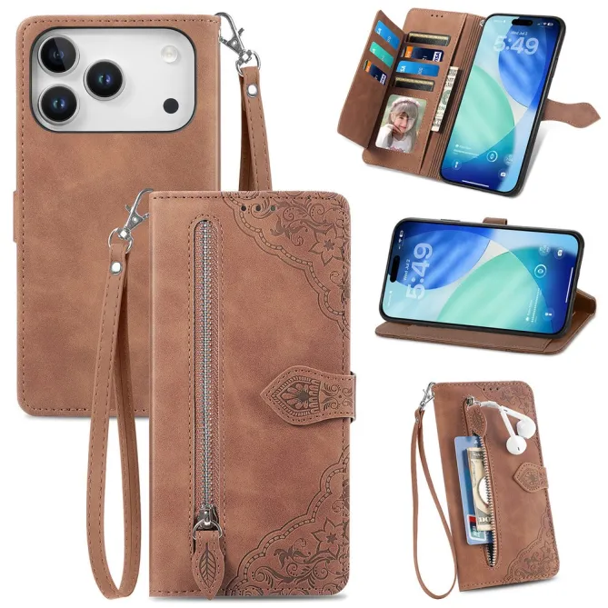 Housse Blackview Wave 7C simili cuir daim motif floral zippée avec dragonne