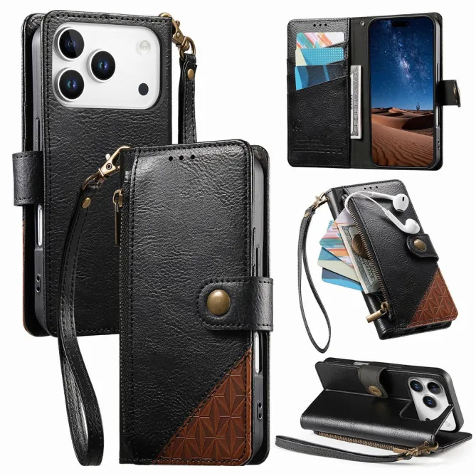 Housse Blackview Wave 7C simili cuir bicolore patchwork zippée