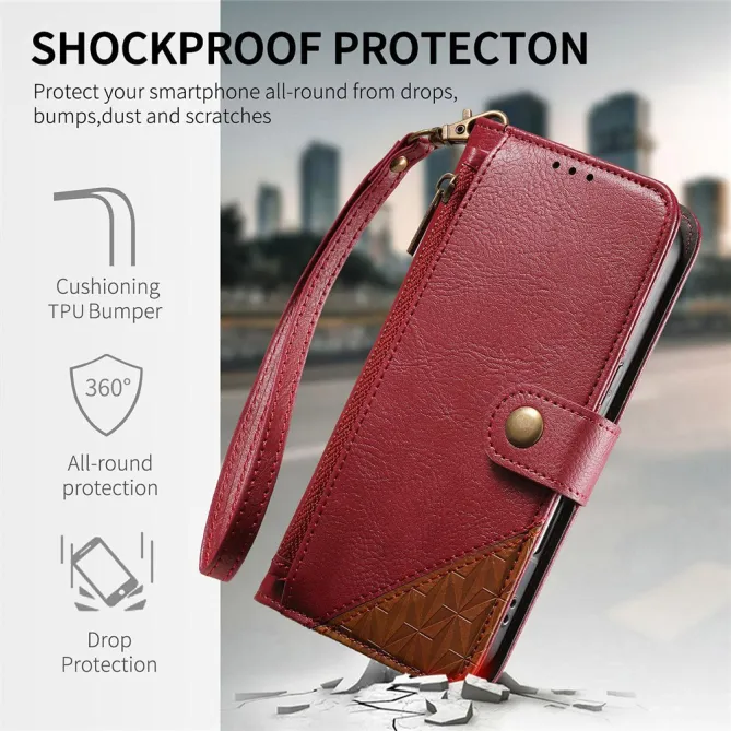 Housse Blackview Wave 7C simili cuir bicolore patchwork zippée