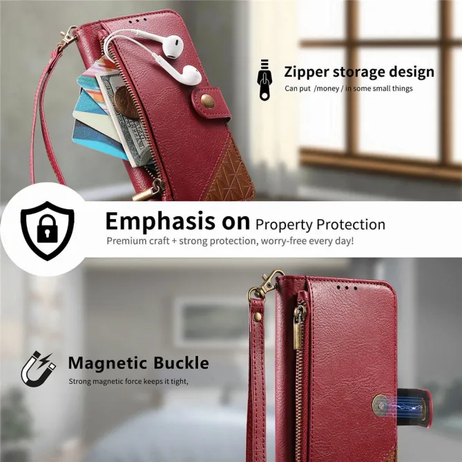 Housse Blackview Wave 7C simili cuir bicolore patchwork zippée