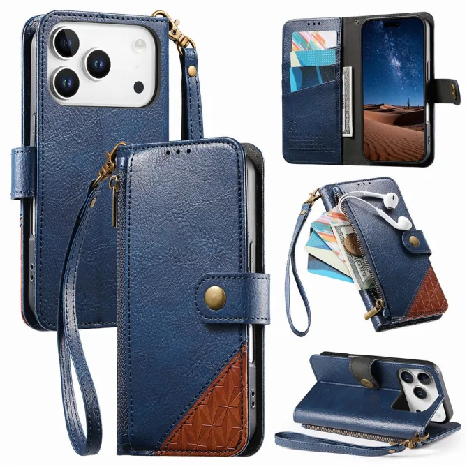 Housse Blackview Wave 7C simili cuir bicolore patchwork zippée