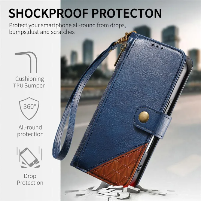 Housse Blackview Wave 7C simili cuir bicolore patchwork zippée