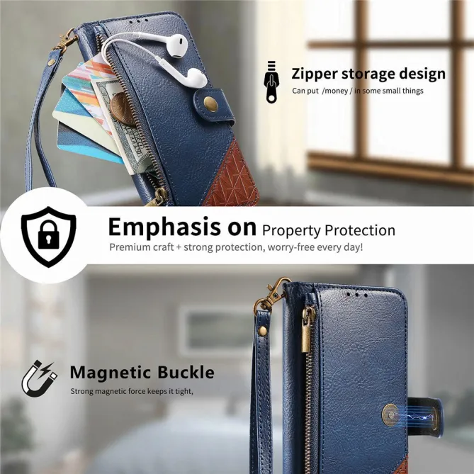 Housse Blackview Wave 7C simili cuir bicolore patchwork zippée
