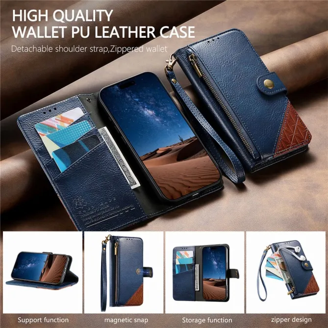 Housse Blackview Wave 7C simili cuir bicolore patchwork zippée