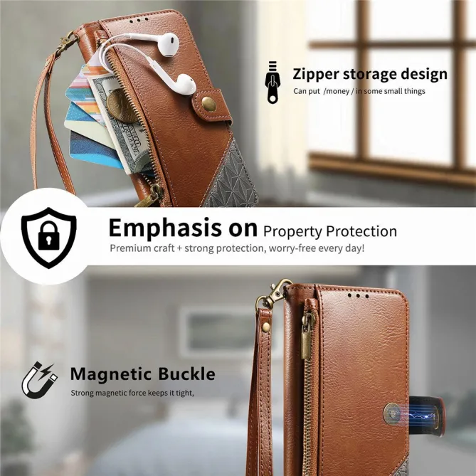Housse Blackview Wave 7C simili cuir bicolore patchwork zippée