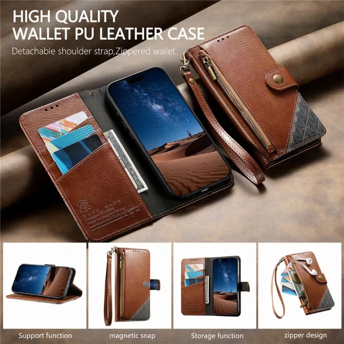 Housse Blackview Wave 7C simili cuir bicolore patchwork zippée