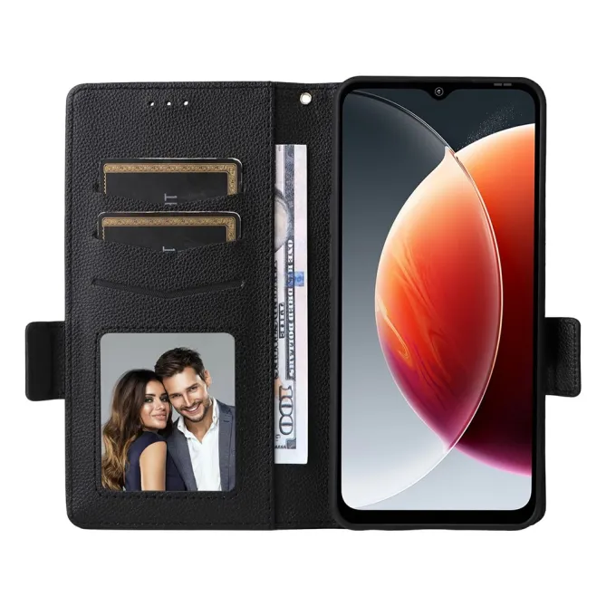 Housse Blackview Wave 7C Effet Cuir Lanière FOLKEN Litchi