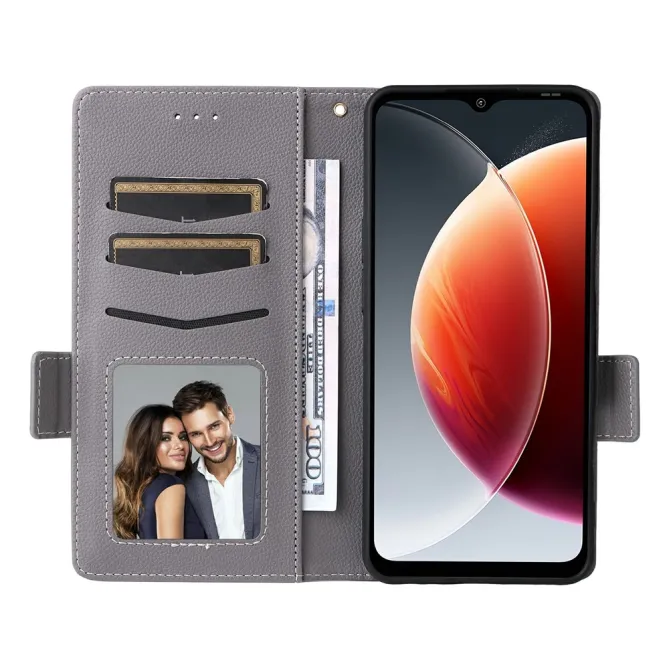 Housse Blackview Wave 7C Effet Cuir Lanière FOLKEN Litchi