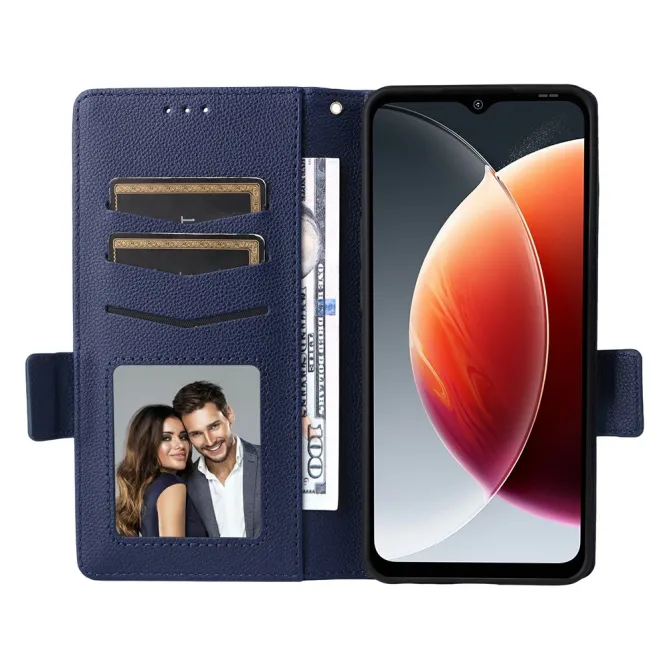 Housse Blackview Wave 7C Effet Cuir Lanière FOLKEN Litchi