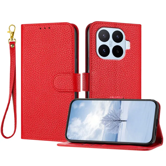 Housse Xiaomi 17T Pro Simili Cuir Grain Litchi avec Dragonne