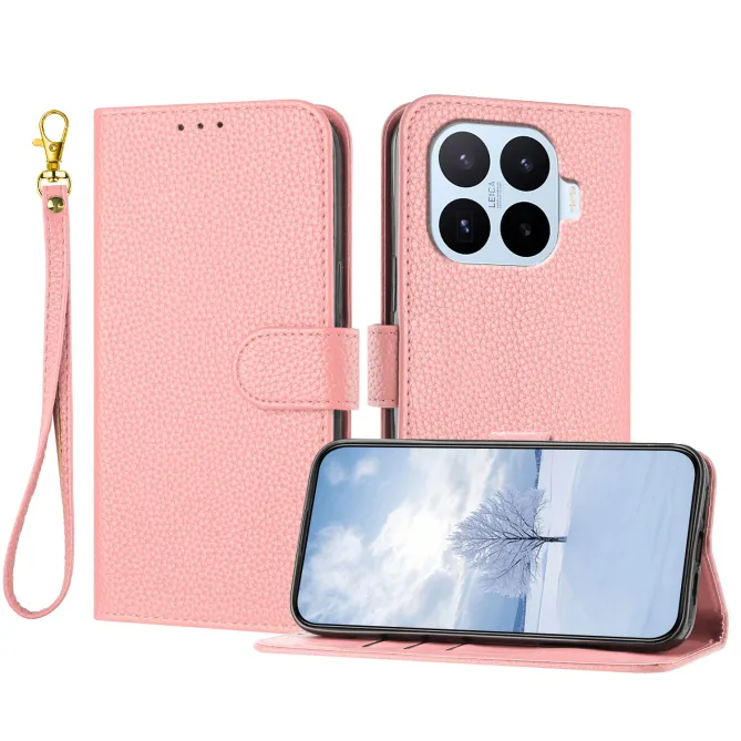 Housse Xiaomi 17T Pro Simili Cuir Grain Litchi avec Dragonne