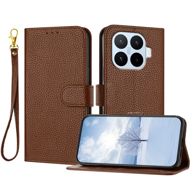 Housse Xiaomi 17T Pro Simili Cuir Grain Litchi avec Dragonne