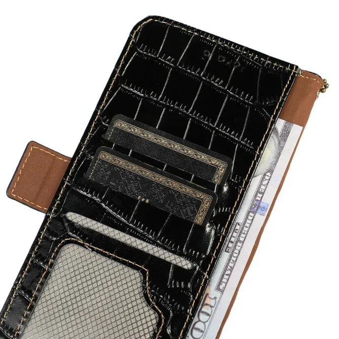 Housse Xiaomi 17T Pro cuir véritable aspect croco Noir - photo 6