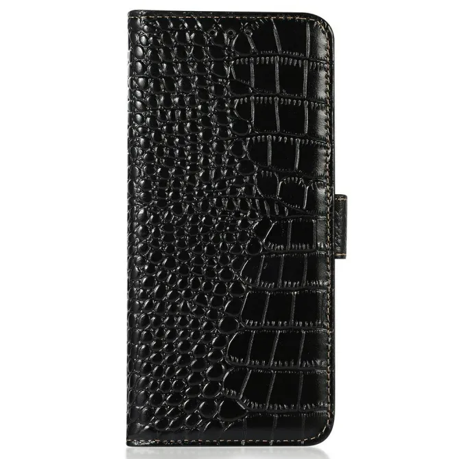 Housse Xiaomi 17T Pro cuir véritable aspect croco Noir - photo 7