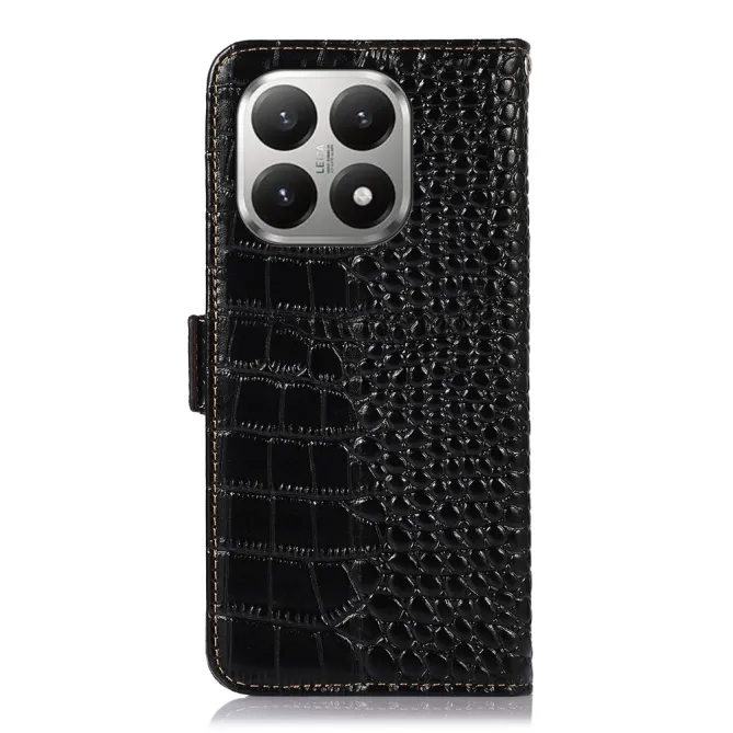 Housse Xiaomi 17T Pro cuir véritable aspect croco Noir - photo 8