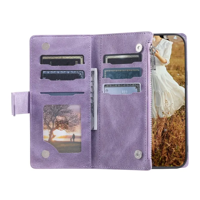 Housse Xiaomi 17T Pro portefeuille zippé 9 cartes dragonne