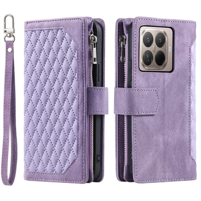 Housse Xiaomi 17T Pro portefeuille zippé 9 cartes dragonne