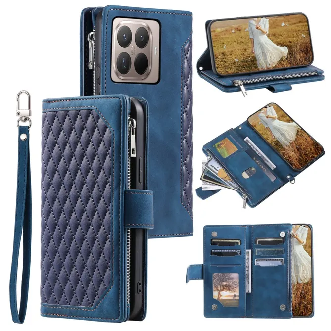 Housse Xiaomi 17T Pro portefeuille zippé 9 cartes dragonne