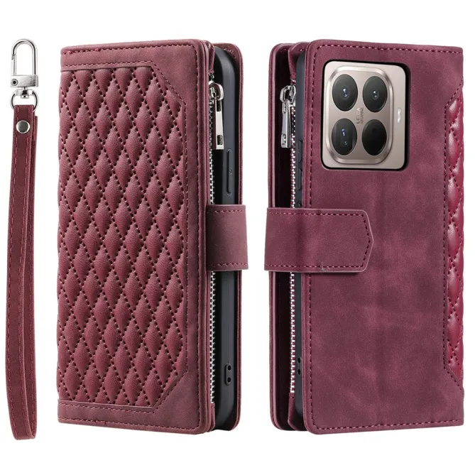 Housse Xiaomi 17T Pro portefeuille zippé 9 cartes dragonne