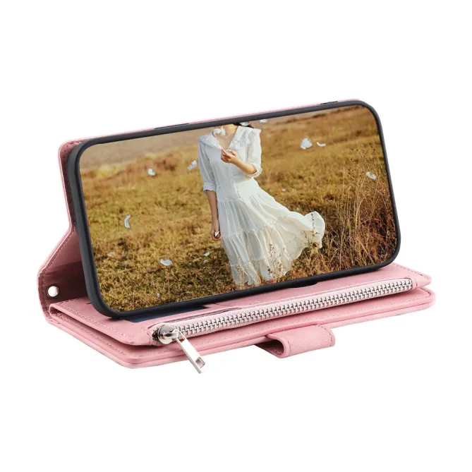 Housse Xiaomi 17T Pro portefeuille zippé 9 cartes dragonne