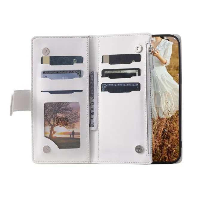 Housse Xiaomi 17T Pro portefeuille zippé 9 cartes dragonne