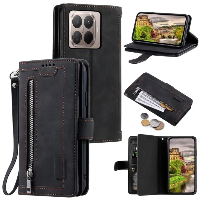 Housse Xiaomi 17T Pro zippée 9 cartes simili cuir dragonne