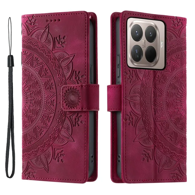 Housse Xiaomi 17T Pro Mandala Relief Simili Cuir avec Dragonne