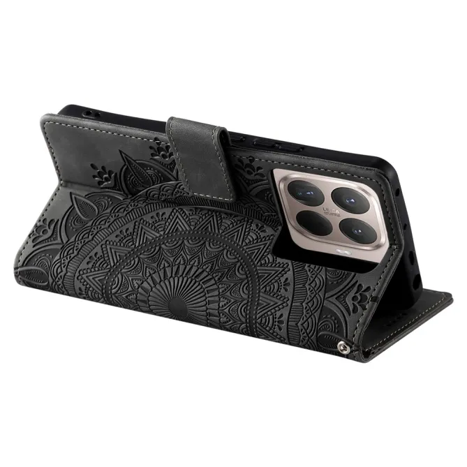 Housse Xiaomi 17T Pro Mandala Relief Simili Cuir avec Dragonne