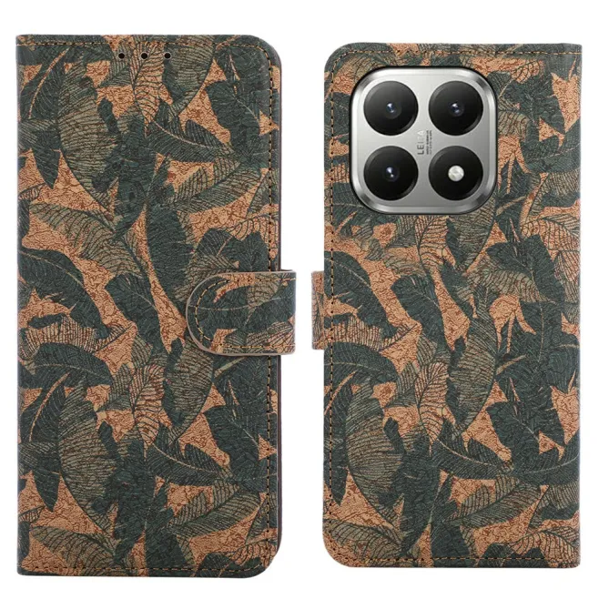 Housse Xiaomi 17T Pro Motif Feuilles Tropicales Simili Cuir