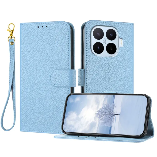 Housse Xiaomi 17T Simili Cuir Grain Litchi avec Dragonne
