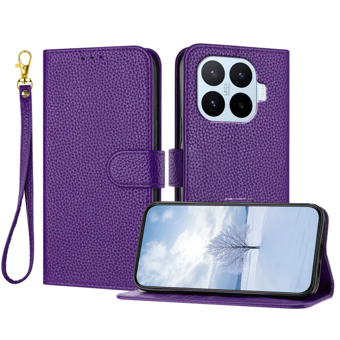 Housse Xiaomi 17T Simili Cuir Grain Litchi avec Dragonne