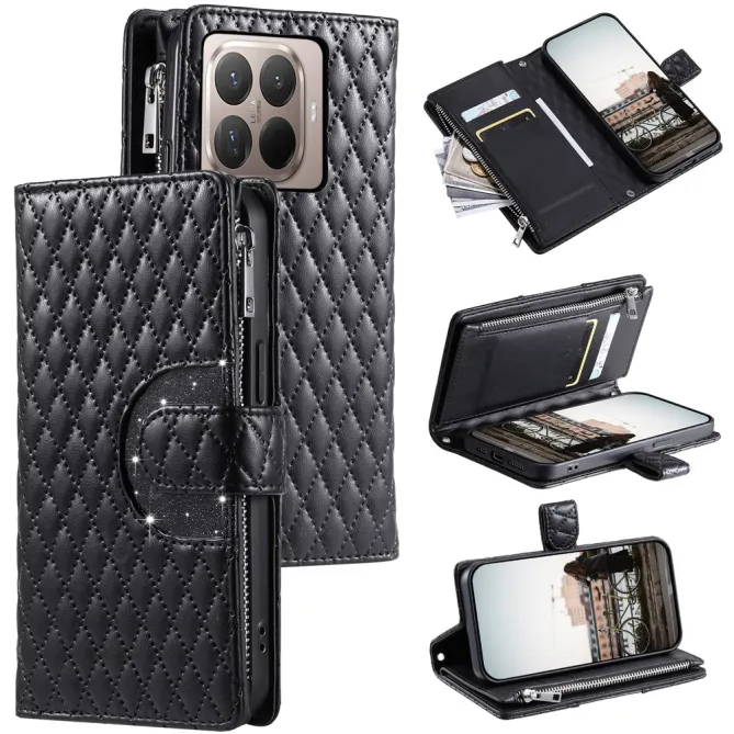 Housse Xiaomi 17T Pro matelassée zippée porte-cartes dragonne