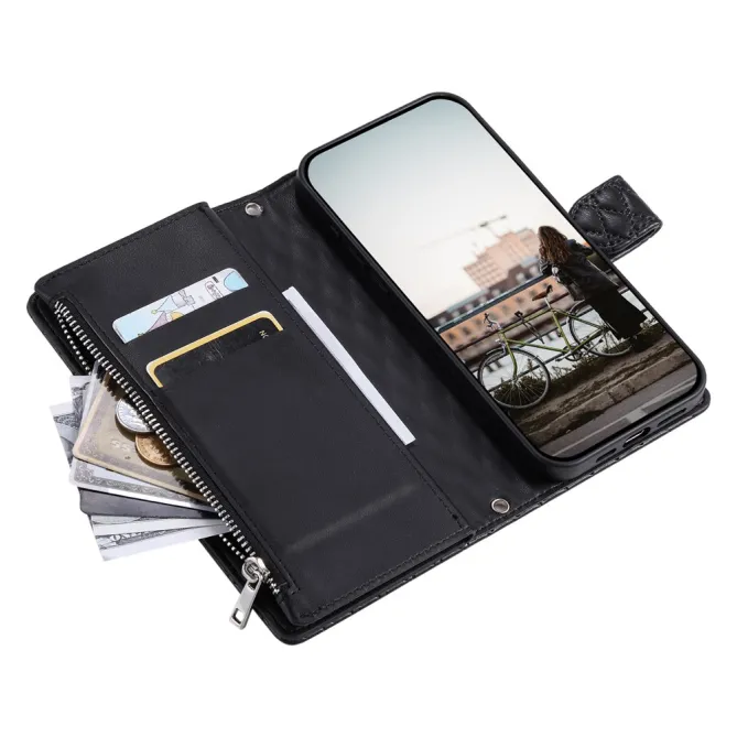 Housse Xiaomi 17T Pro matelassée zippée porte-cartes dragonne