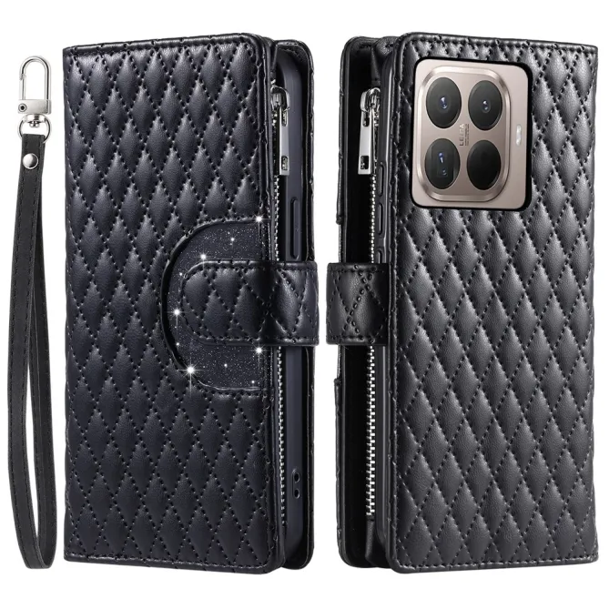 Housse Xiaomi 17T Pro matelassée zippée porte-cartes dragonne
