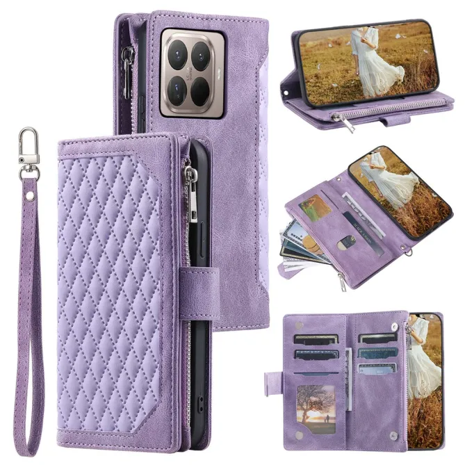 Housse Xiaomi 17T portefeuille zippé 9 cartes dragonne