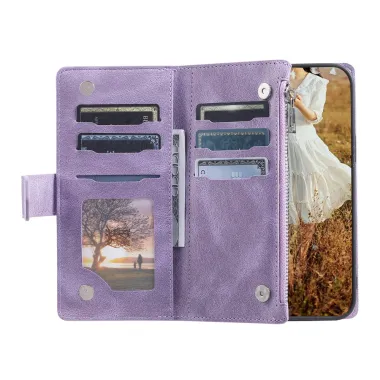 Housse Xiaomi 17T portefeuille zippé 9 cartes dragonne