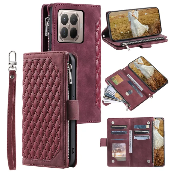 Housse Xiaomi 17T portefeuille zippé 9 cartes dragonne
