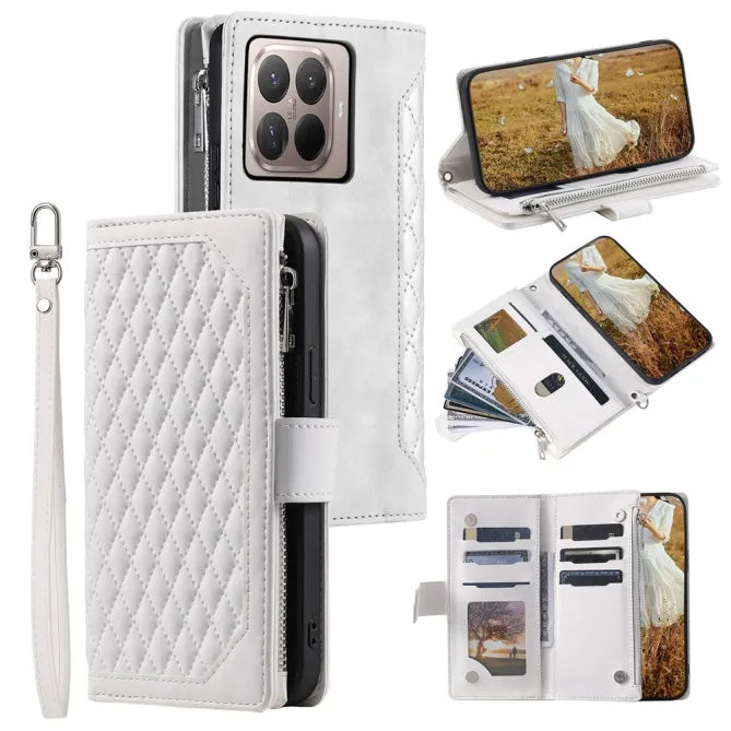 Housse Xiaomi 17T portefeuille zippé 9 cartes dragonne