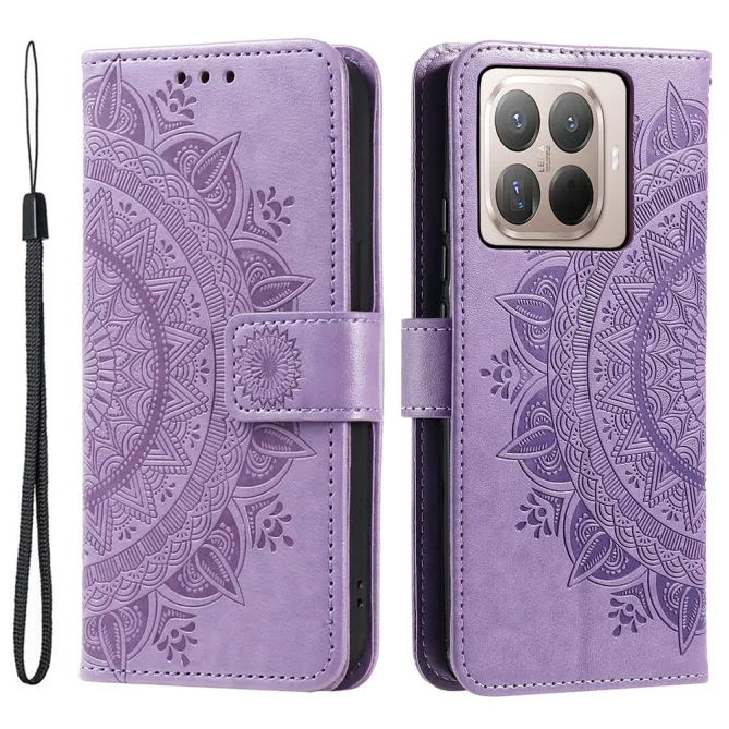Housse Xiaomi 17T mandala soleil relief porte-cartes folio