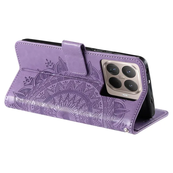 Housse Xiaomi 17T mandala soleil relief porte-cartes folio