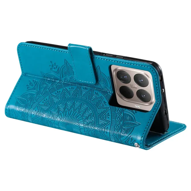 Housse Xiaomi 17T mandala soleil relief porte-cartes folio