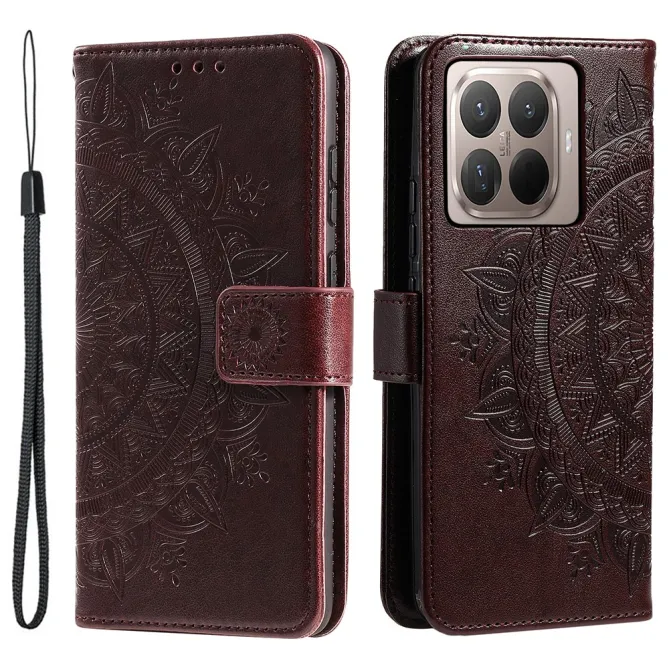 Housse Xiaomi 17T mandala soleil relief porte-cartes folio