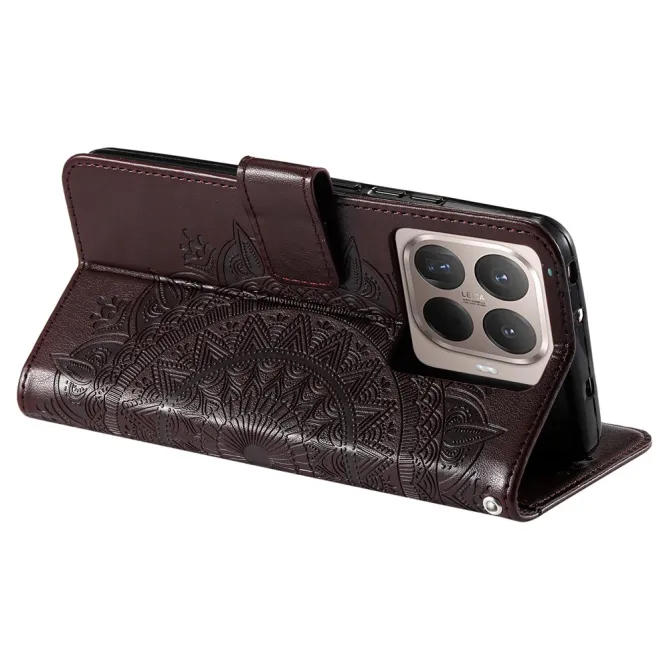Housse Xiaomi 17T mandala soleil relief porte-cartes folio