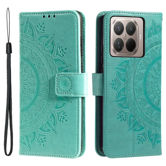 Housse Xiaomi 17T mandala soleil relief porte-cartes folio