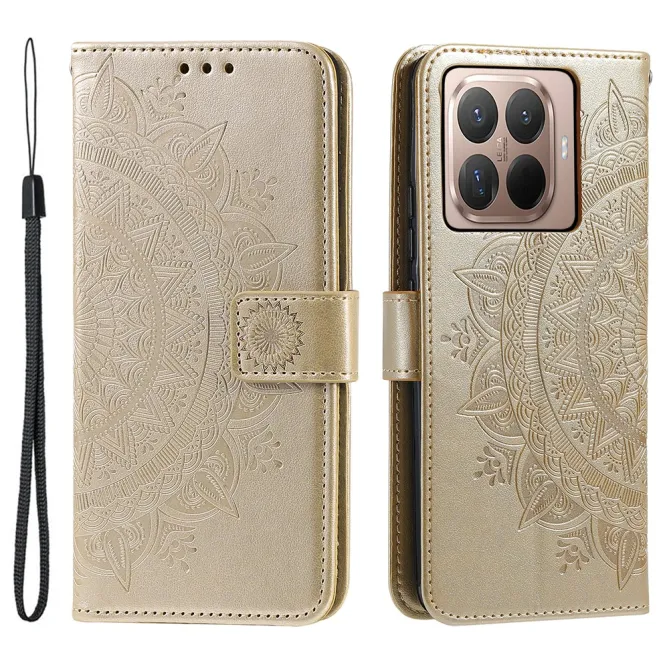 Housse Xiaomi 17T mandala soleil relief porte-cartes folio