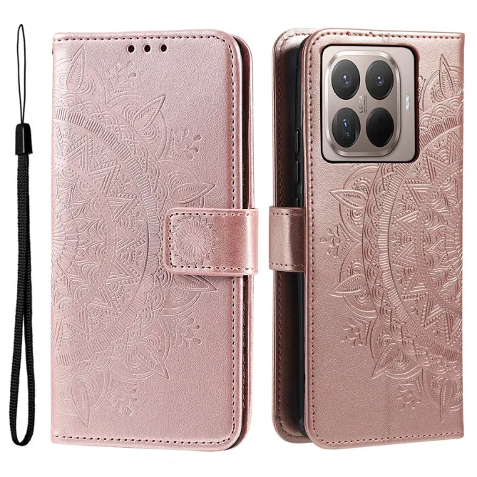 Housse Xiaomi 17T mandala soleil relief porte-cartes folio
