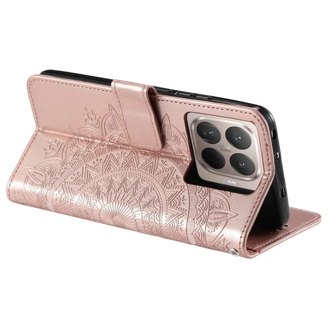 Housse Xiaomi 17T mandala soleil relief porte-cartes folio