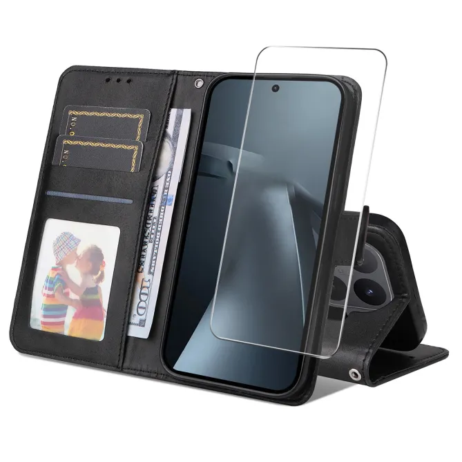 Housse Xiaomi 17T Effet Cuir Porte-Cartes + Verre Trempé