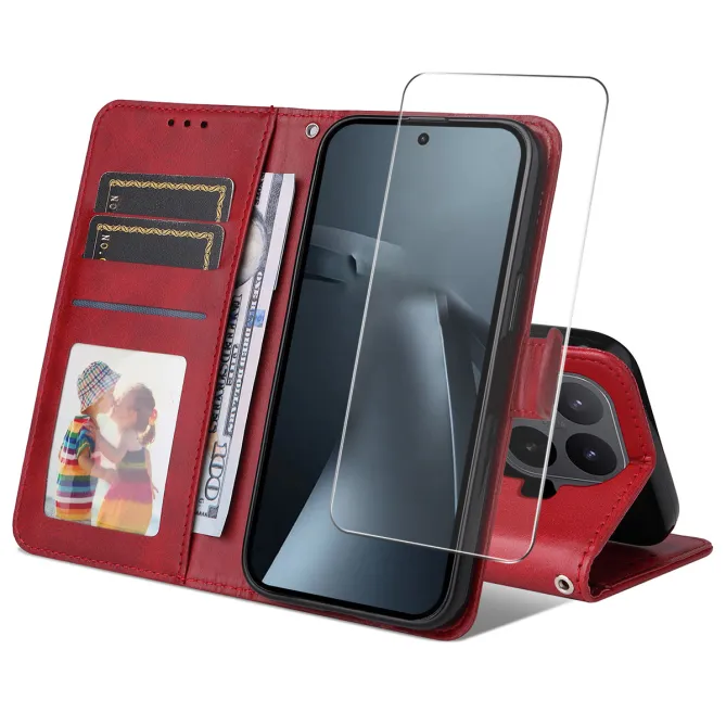 Housse Xiaomi 17T Effet Cuir Porte-Cartes + Verre Trempé